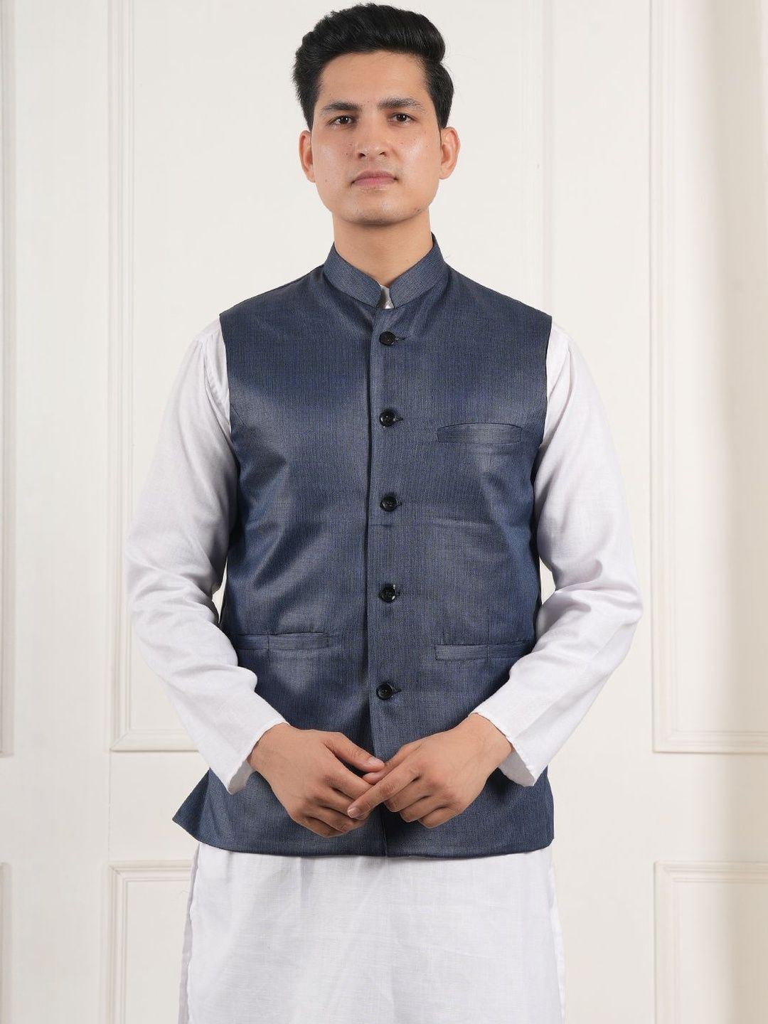 URBAN KANYA Men Solid Mandarin Collar Nehru Jacket