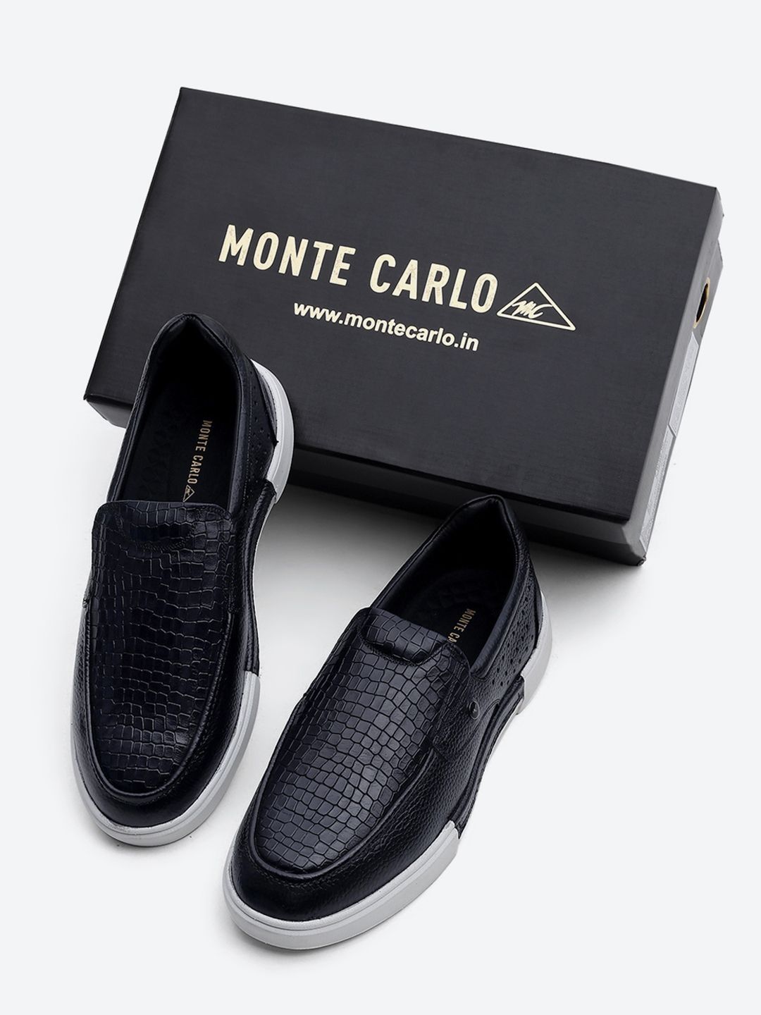 Monte Carlo Men Textured Leather Slip-On Sneakers
