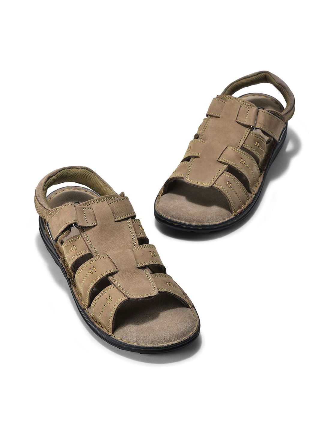 Woodland Men Suede Fisherman Sandals With Velcro