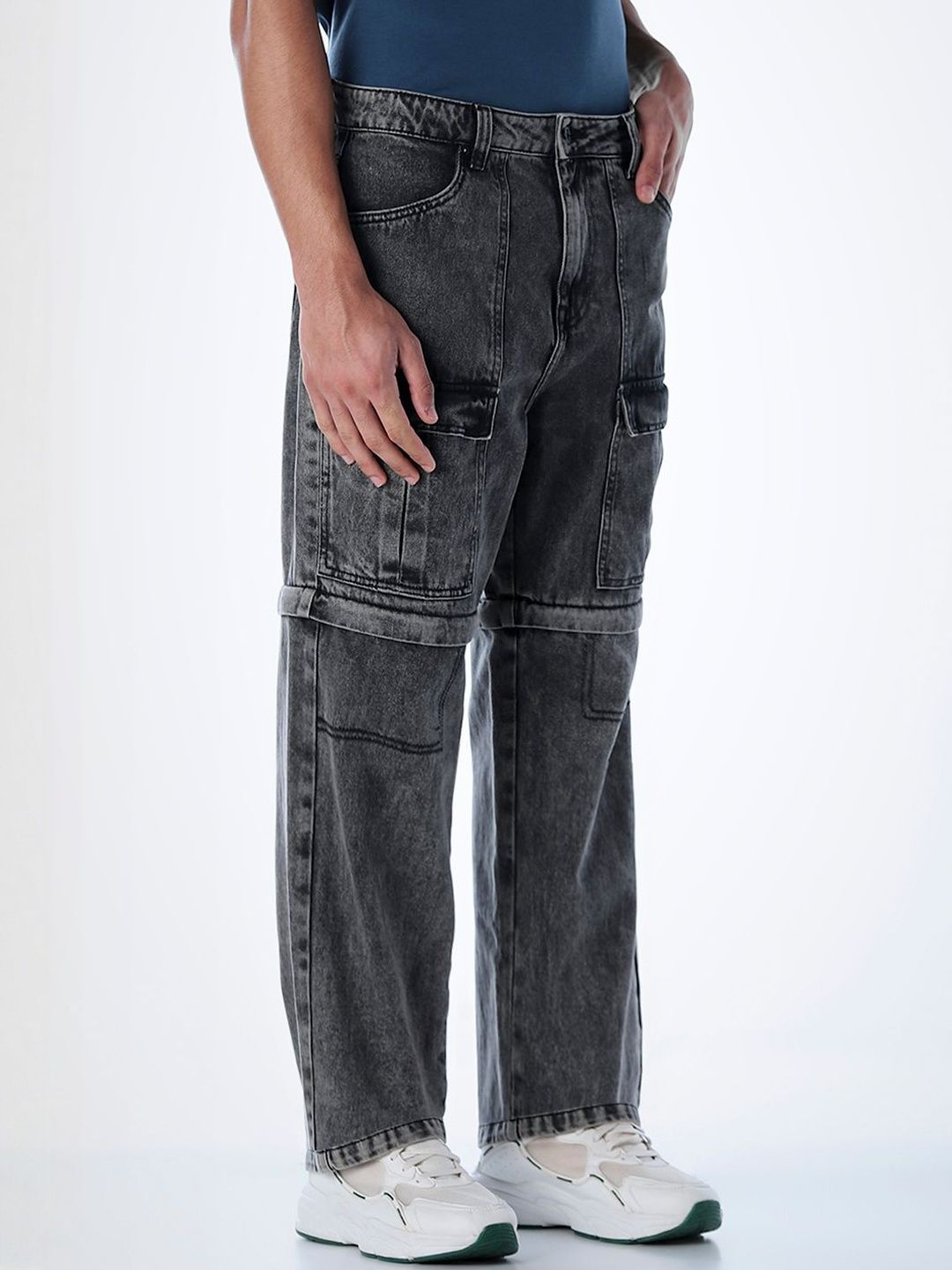 Wide Leg High-Rise Heavy Fade Stretchable Jeans