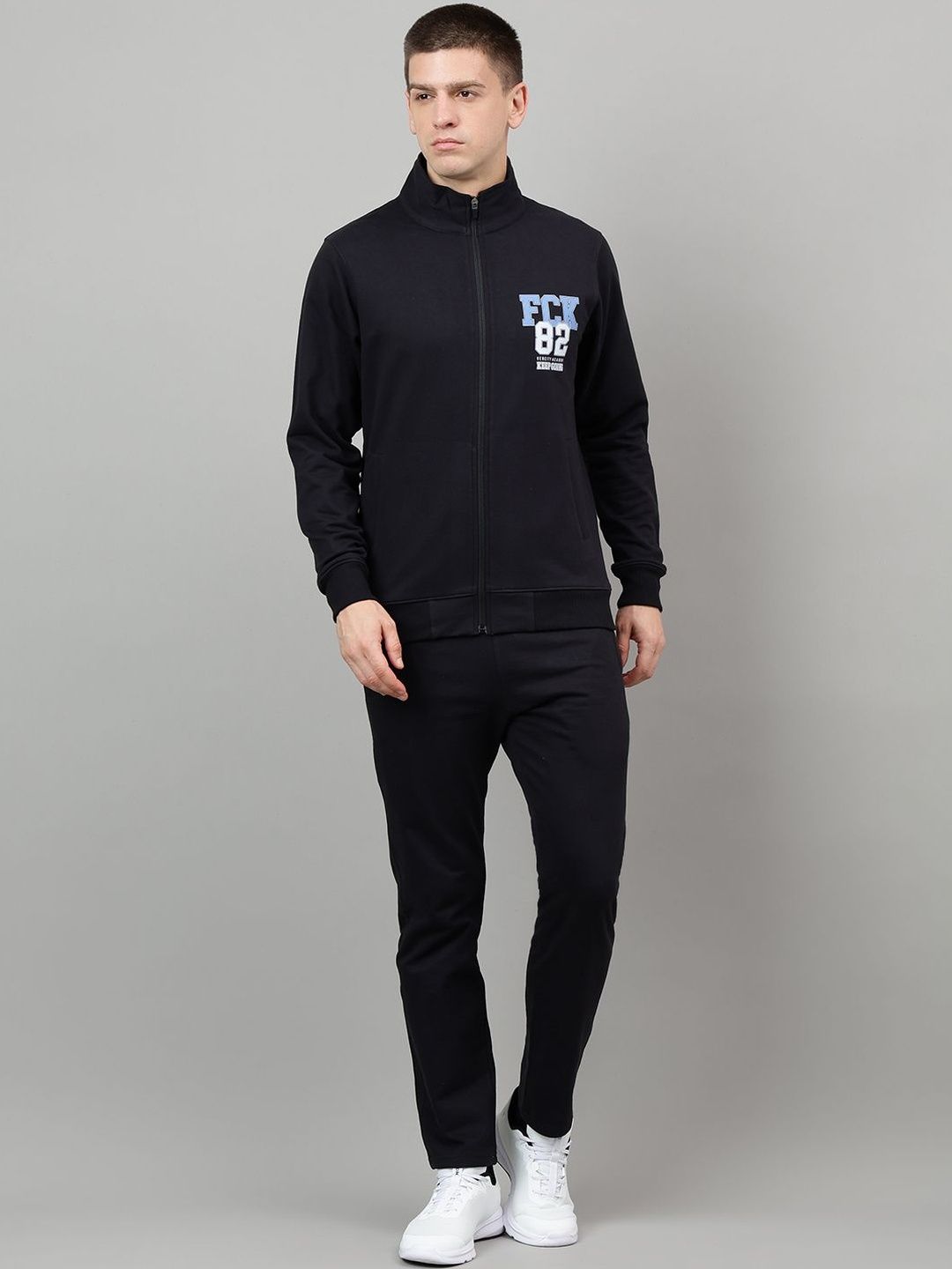 FCK GOLD Men Mock Neck Regular Fit Track Suit