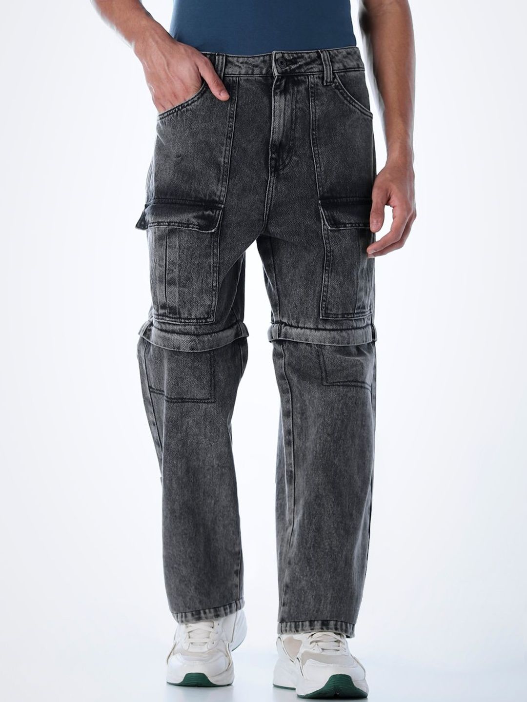 Wide Leg High-Rise Heavy Fade Stretchable Jeans