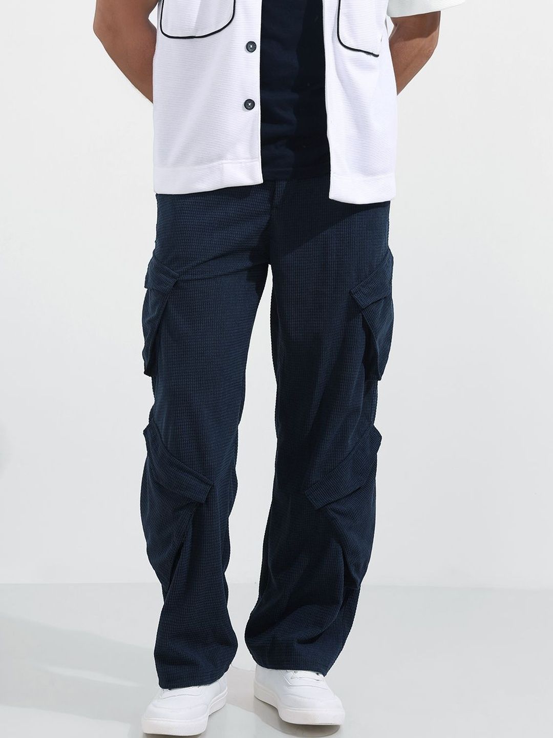 The Indian Garage Co Men Textured Cargos Trousers
