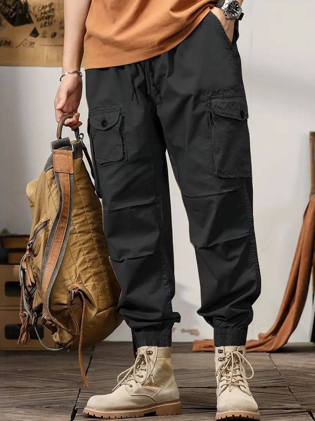 VOOTER VOOTER Men Relaxed Jogger Mid-Rise Cotton Cargos