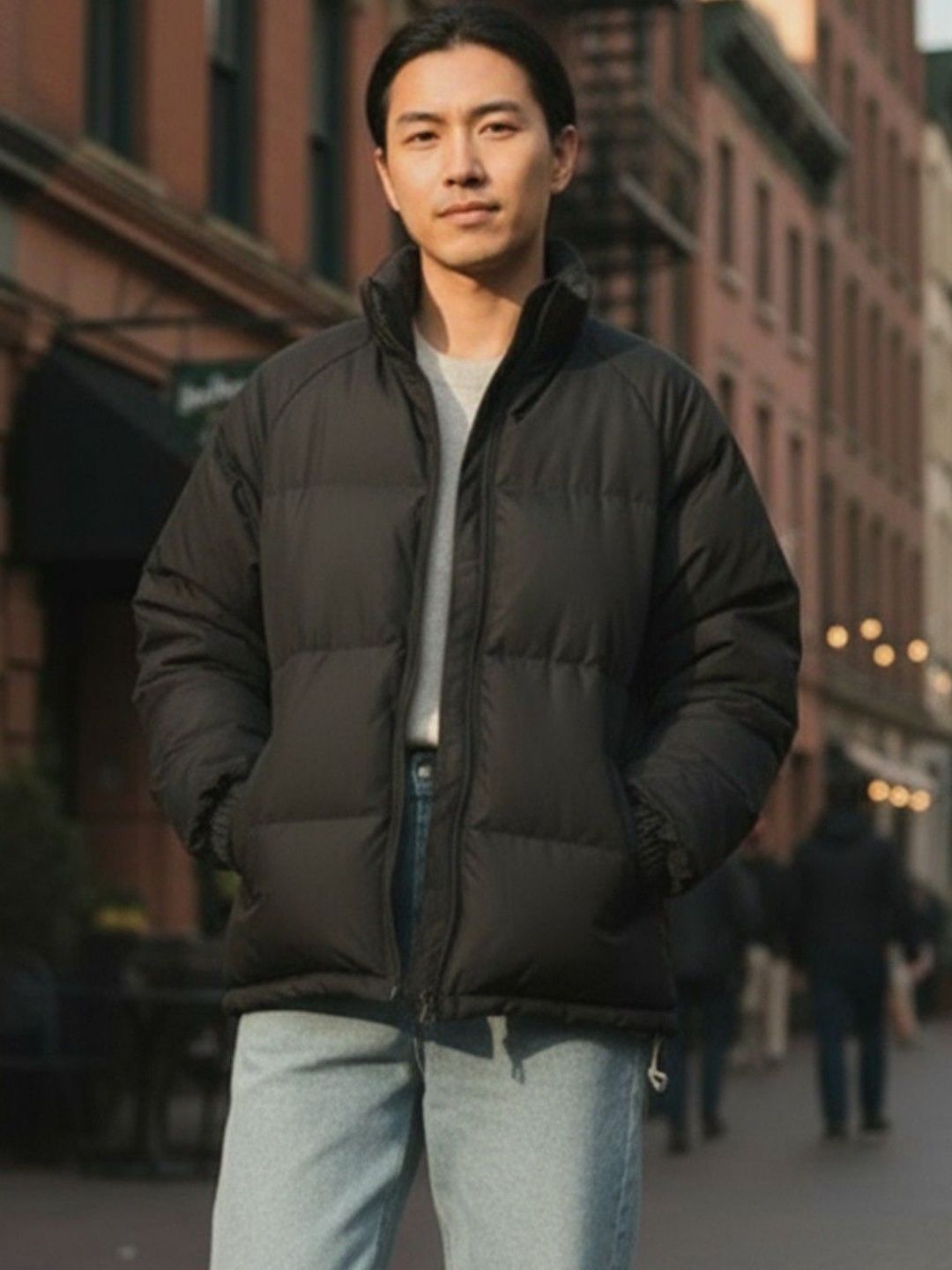 HERE&NOW Stand Collar Long Sleeves Cotton Padded Jacket