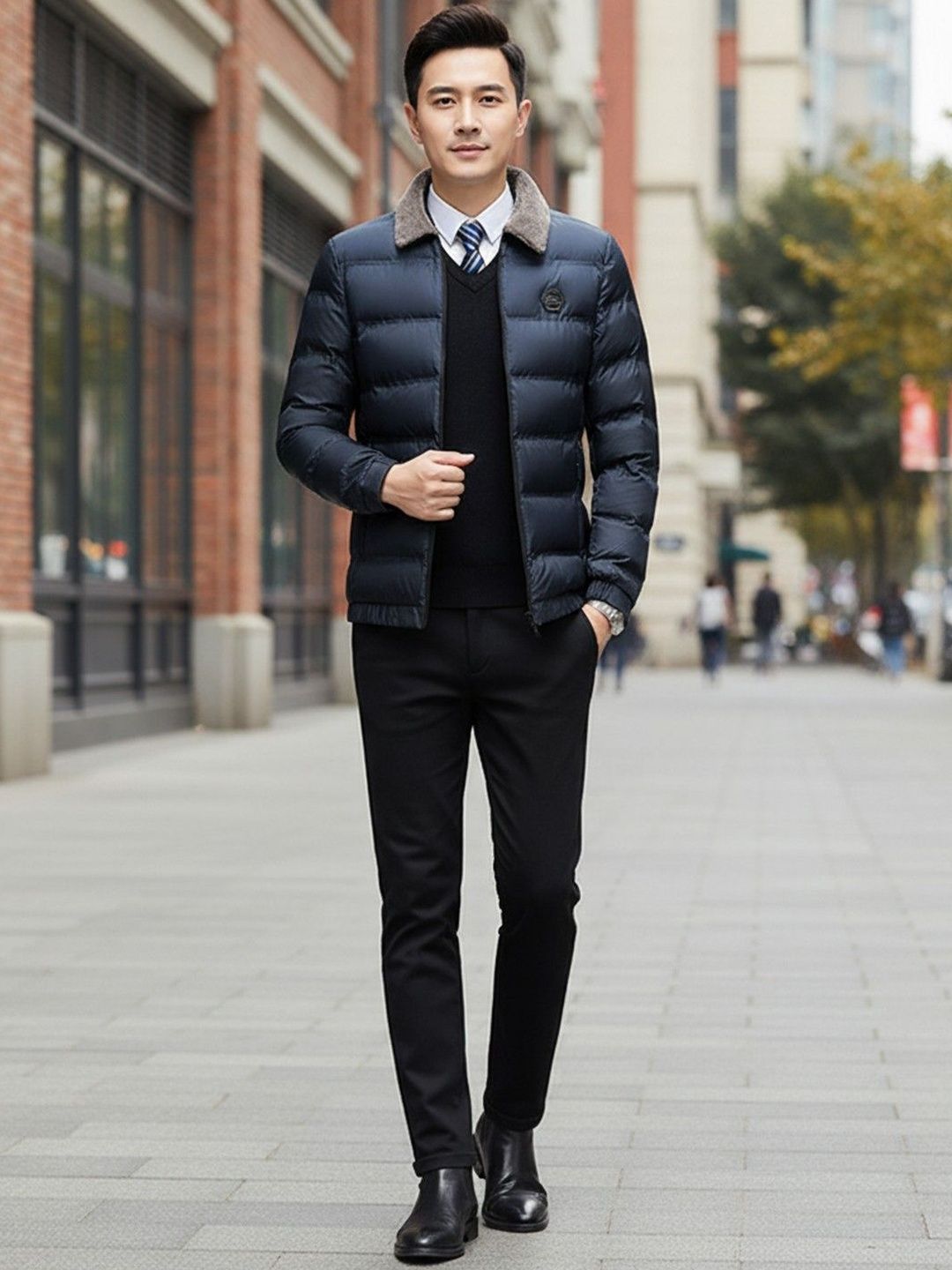 Mast & Harbour Men Puffer Jacket with Patchwork