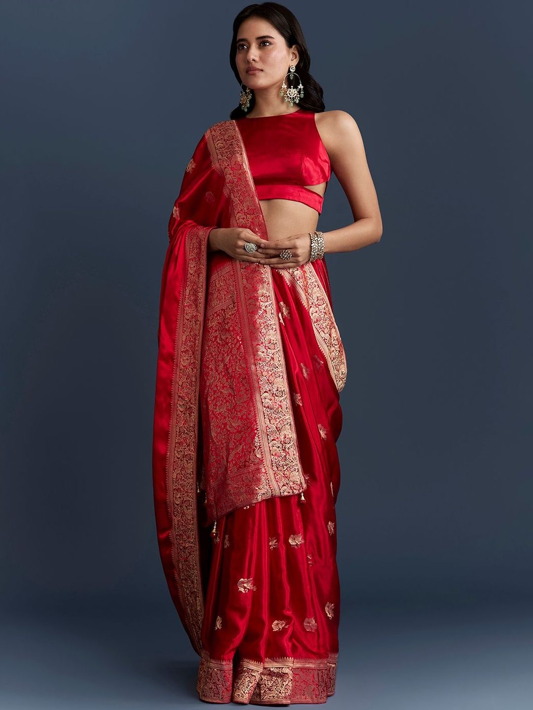 KALKI Fashion KALKI Fashion Woven Design Zari Satin Handloom Saree