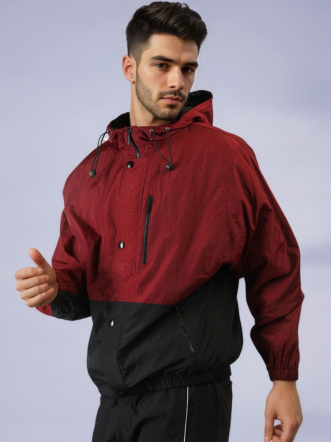 The Roadster Lifestyle Co. Colourblocked Hooded Windcheater Tailored Jacket