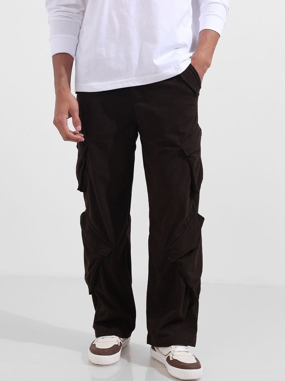 The Indian Garage Co Men Textured Cargos Trousers