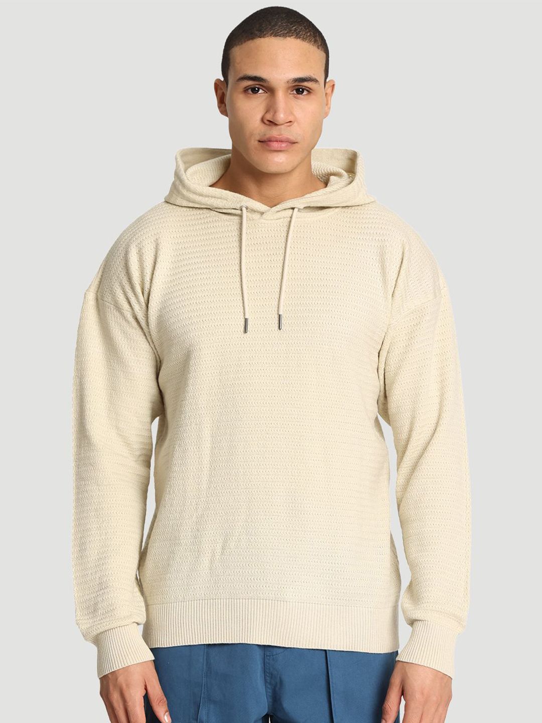 Bene Kleed Men Beige Relaxed Fit Hooded Sweatshirt