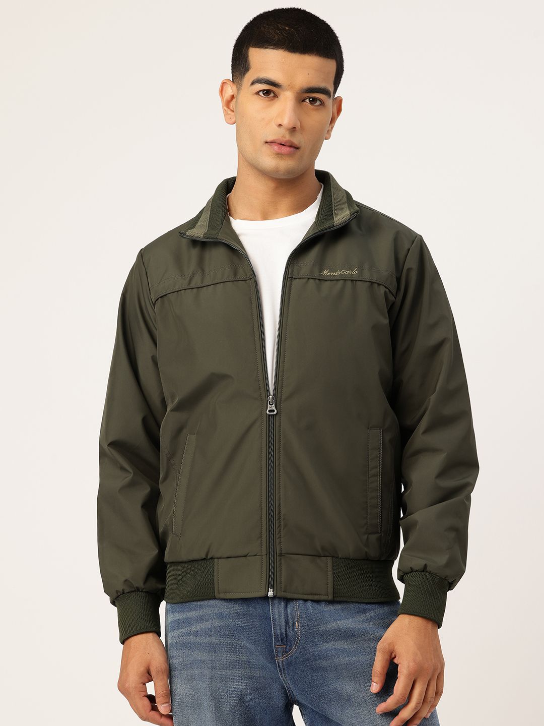 Monte Carlo Solid Mock Collar Padded Jacket