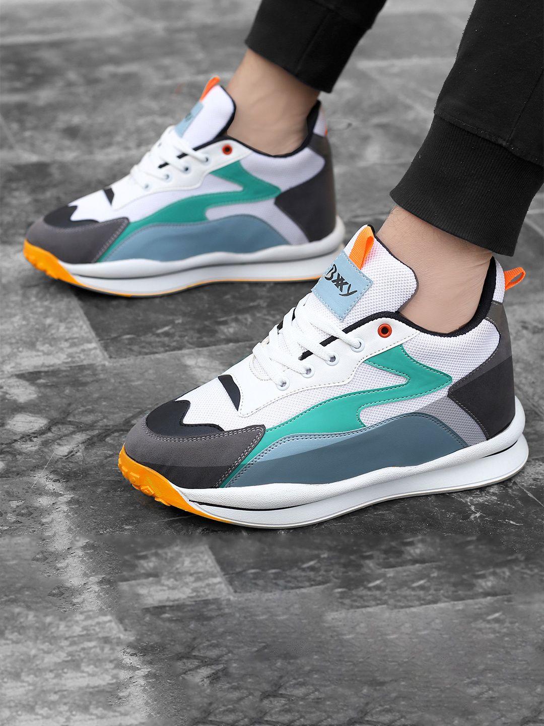 Bxxy Men 3 Inch Hidden Height Increasing Multi Colourblocked Casual Sports Running Shoes