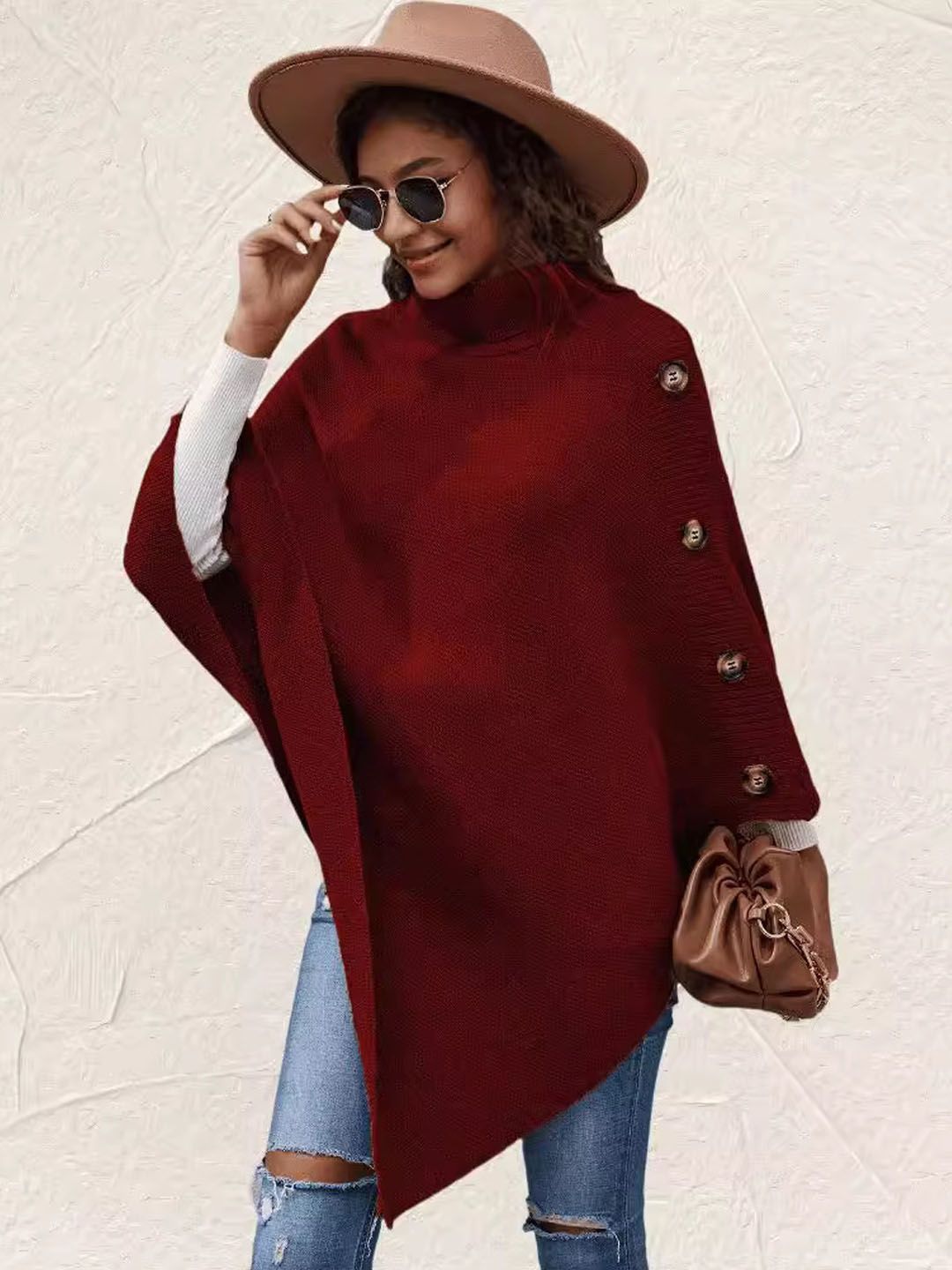StyleCast Women Solid Turtle Neck Poncho