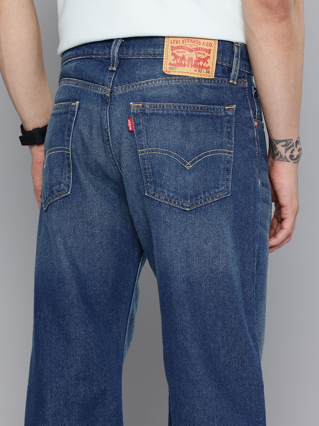 Buy Levis Men 567 Relaxed Fit Pure Cotton Light Fade Jeans - Jeans