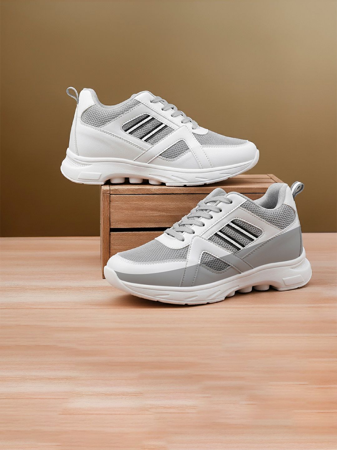 Bxxy Men 3 Inch Hidden Elevator Height Increasing Sports Running Lace-up Shoes