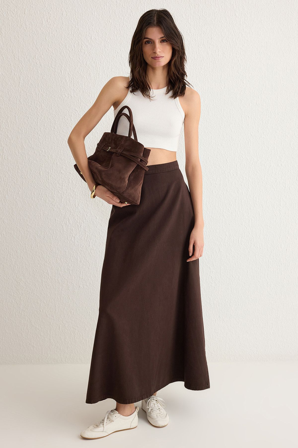 Trendyol Pure Cotton Flared Maxi Skirt