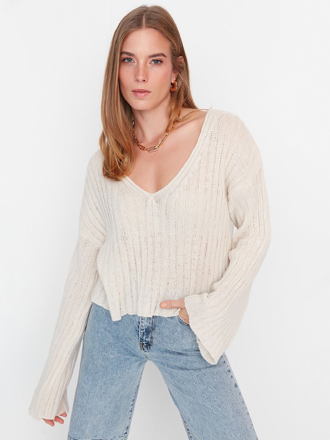 Trendyol Self Design Woollen Pullover Sweater