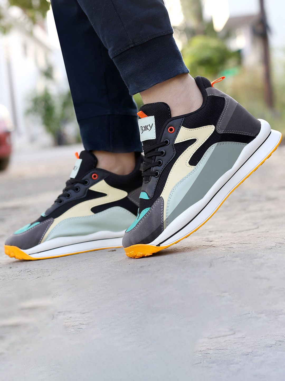 Bxxy Men 3 Inch Hidden Height Increasing Multi Colourblocked Casual Sports Running Shoes