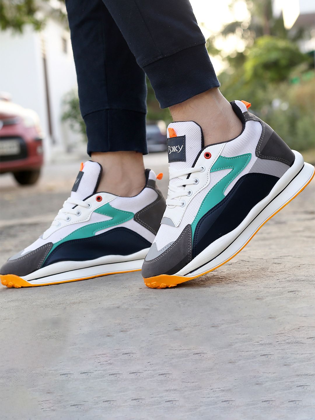 Bxxy Men 3 Inch Hidden Height Increasing Multi Colourblocked Casual Sports Running Shoes