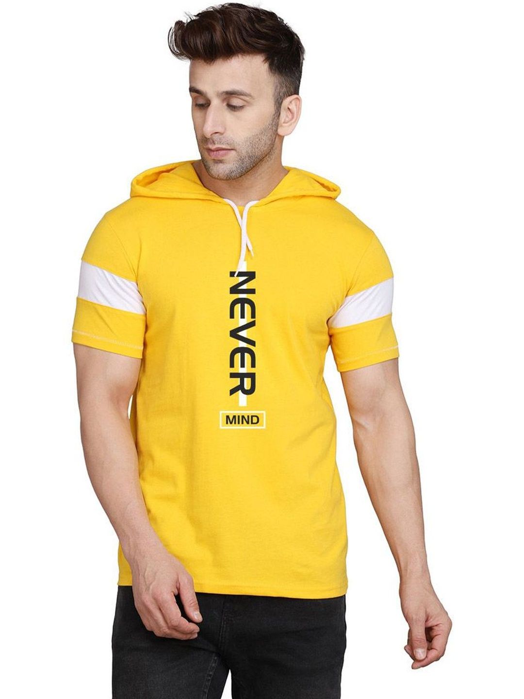TEEFOX Typography Printed Hooded T-shirt