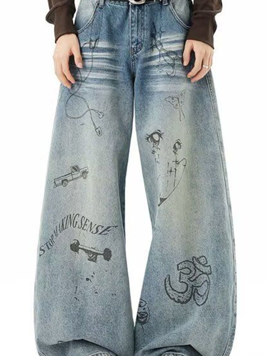 swagger damaged faded denim grunge T0094 StyleCast Men Printed 