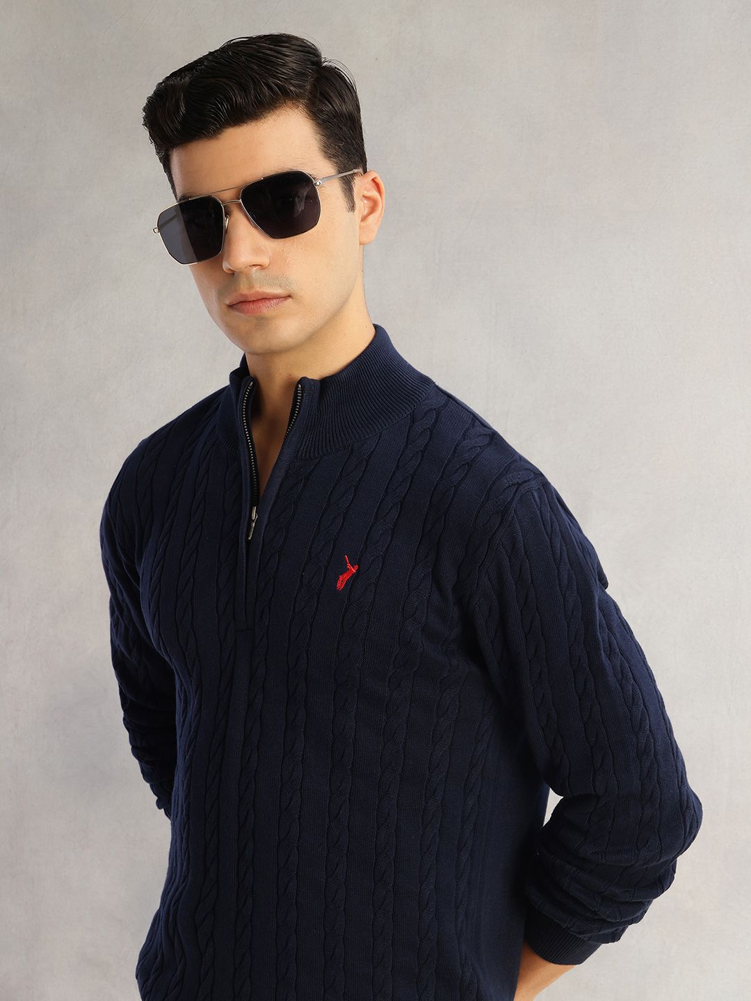 Thomas Scott Men Pure Cotton Cable Knit Pullover Sweaters