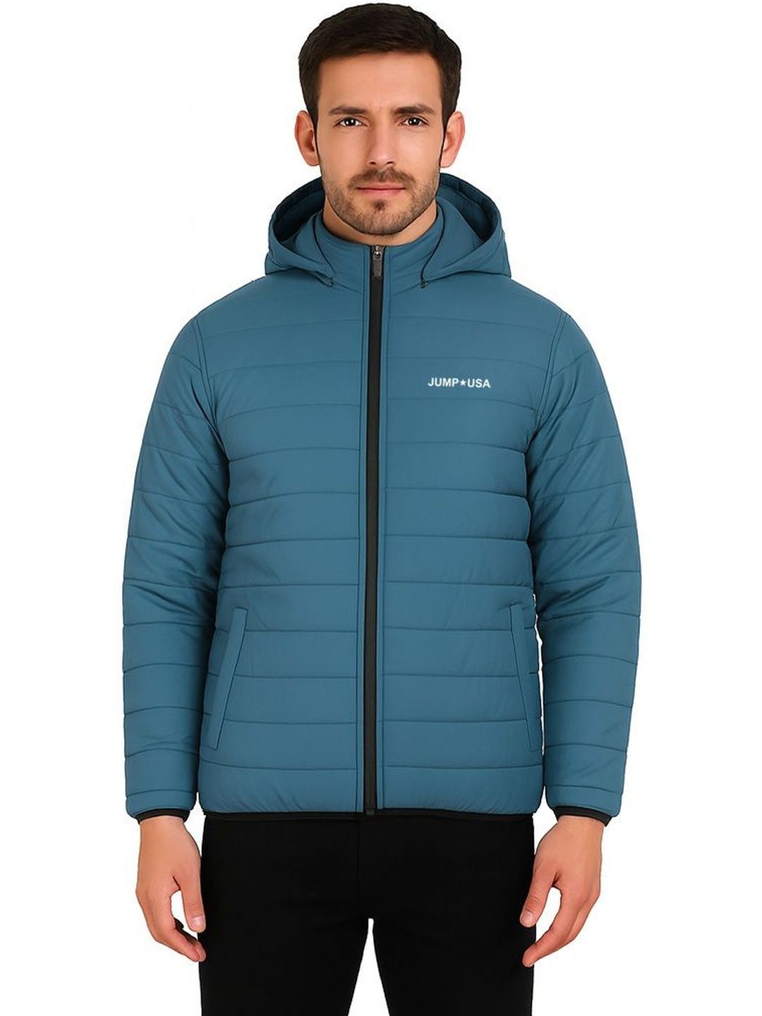 JUMP USA Hooded Collar Lightweight Quilted Jacket