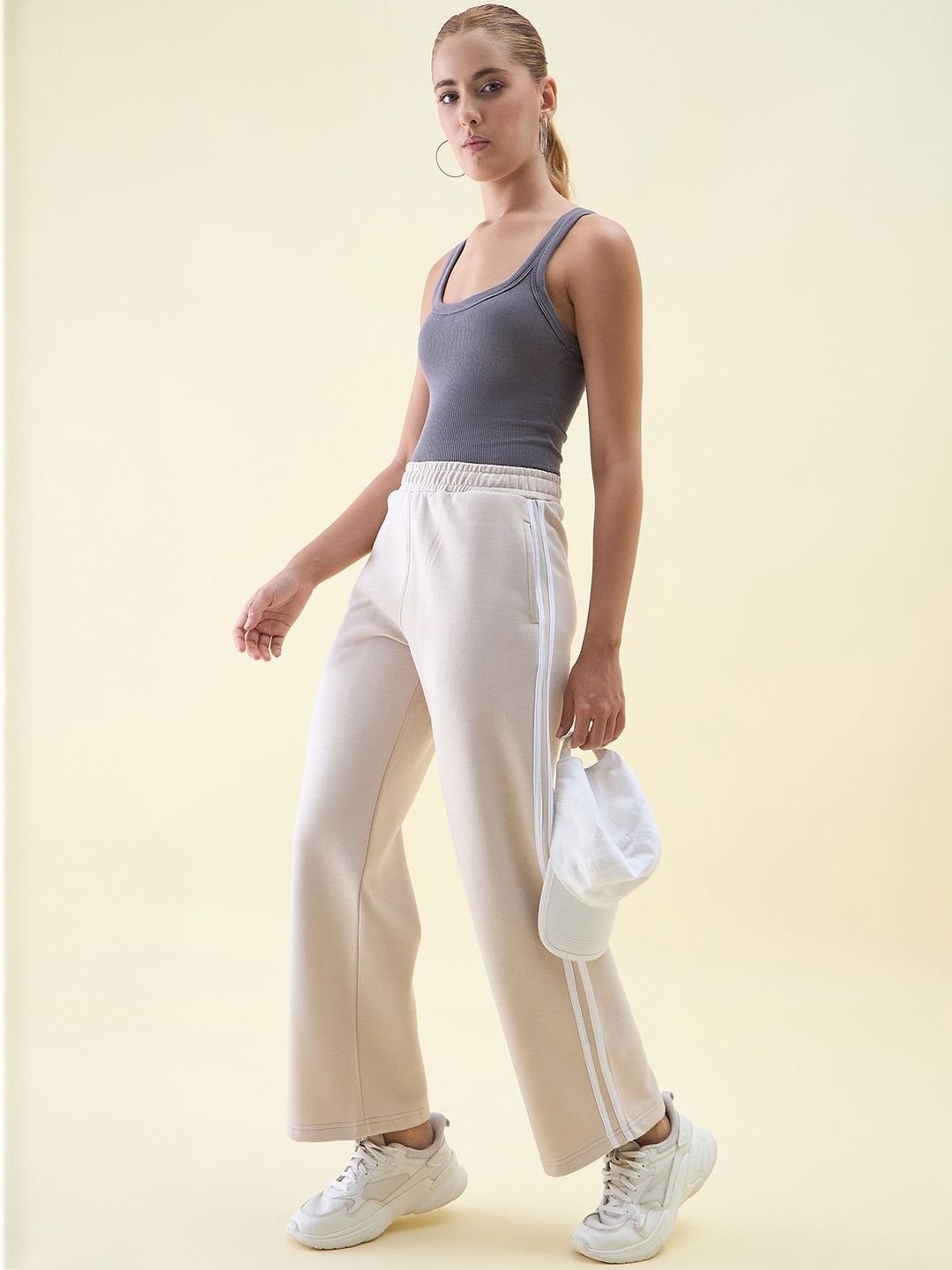 98 Degree North 98 Degree North Women Solid Side Stripes Trackpants