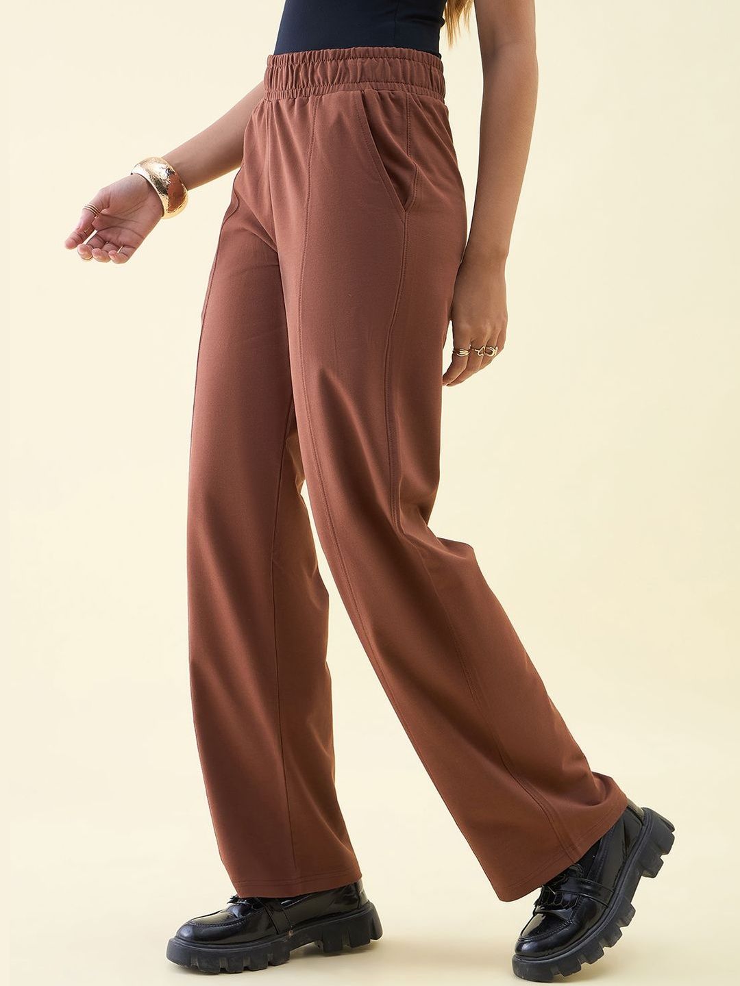 98 Degree North 98 Degree North Women Straight Fit Cotton Slip On Trackpants