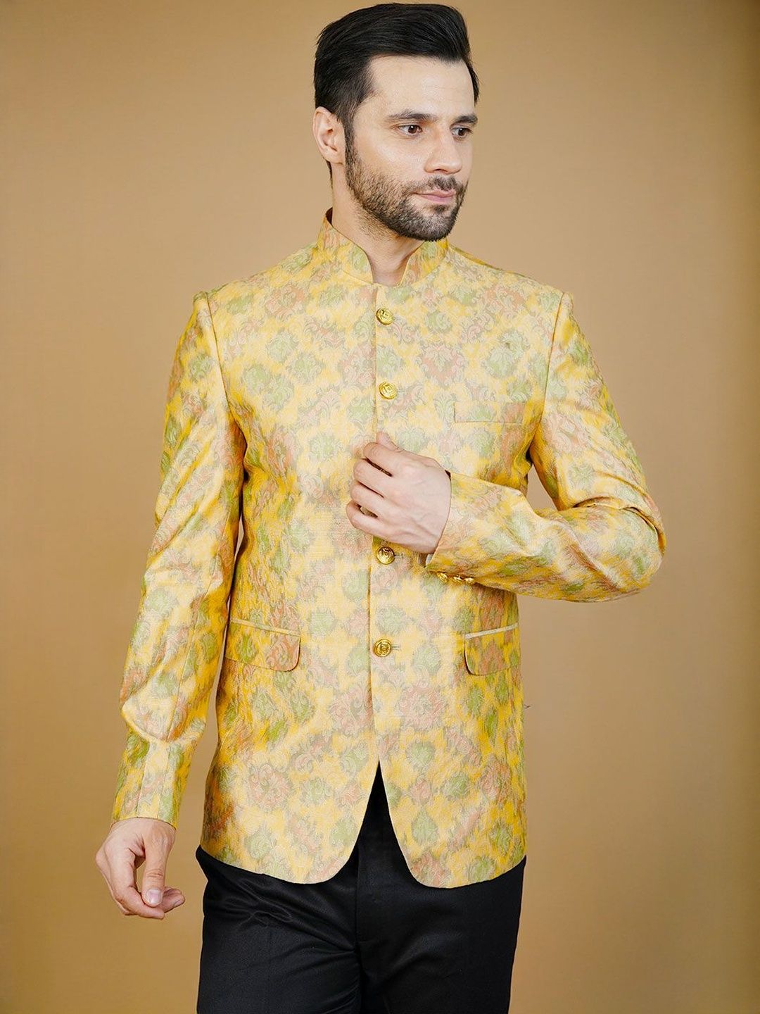 Wintage Printed Banarasi Bandhgala Blazer