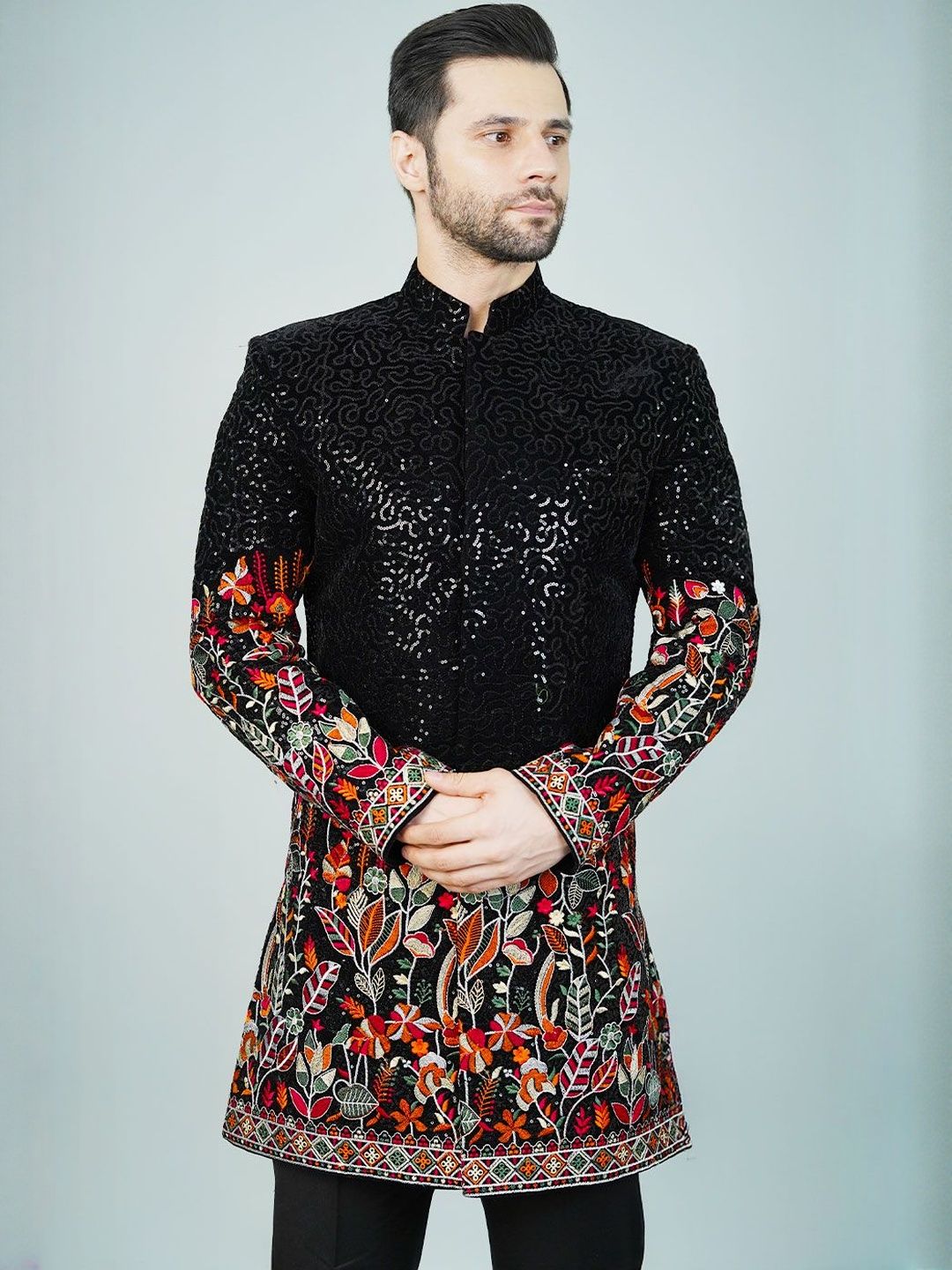 Wintage Wintage Self Design Sequinned Velvet Blazer