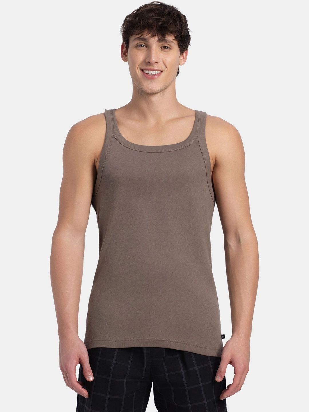 Jockey Super Combed Cotton Rib Square Neck Gym Vest - US26
