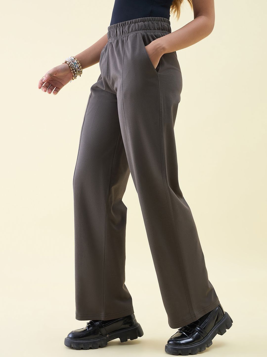 98 Degree North 98 Degree North Women Solid Straight Fit Track Pants