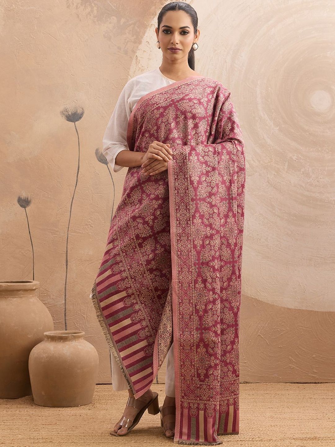 WEAVERS VILLA WEAVERS Women Ethnic Motifs Woollen Shawl