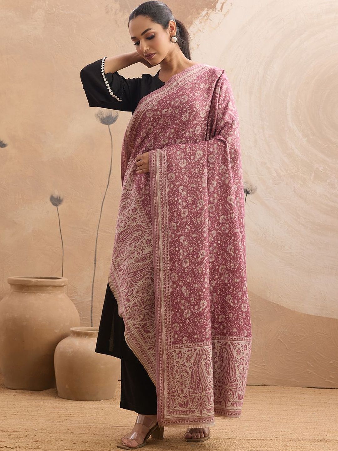 WEAVERS VILLA WEAVERS Women Ethnic Motifs Woollen Shawl