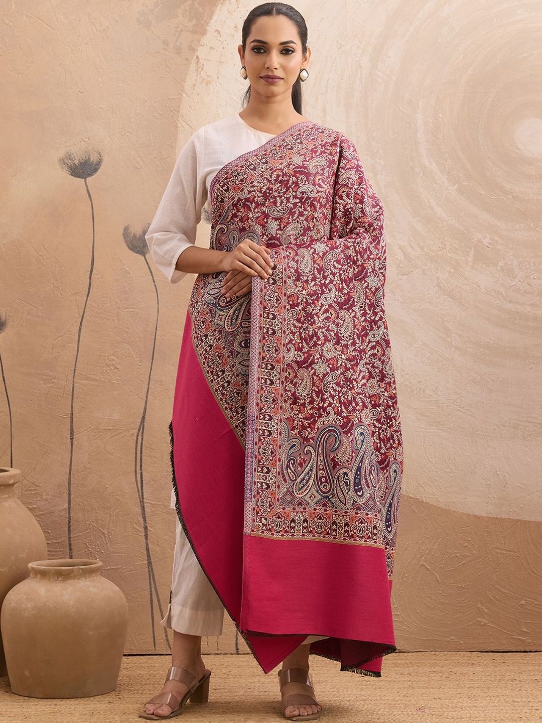 WEAVERS VILLA WEAVERS Women Ethnic Motifs Woollen Shawl