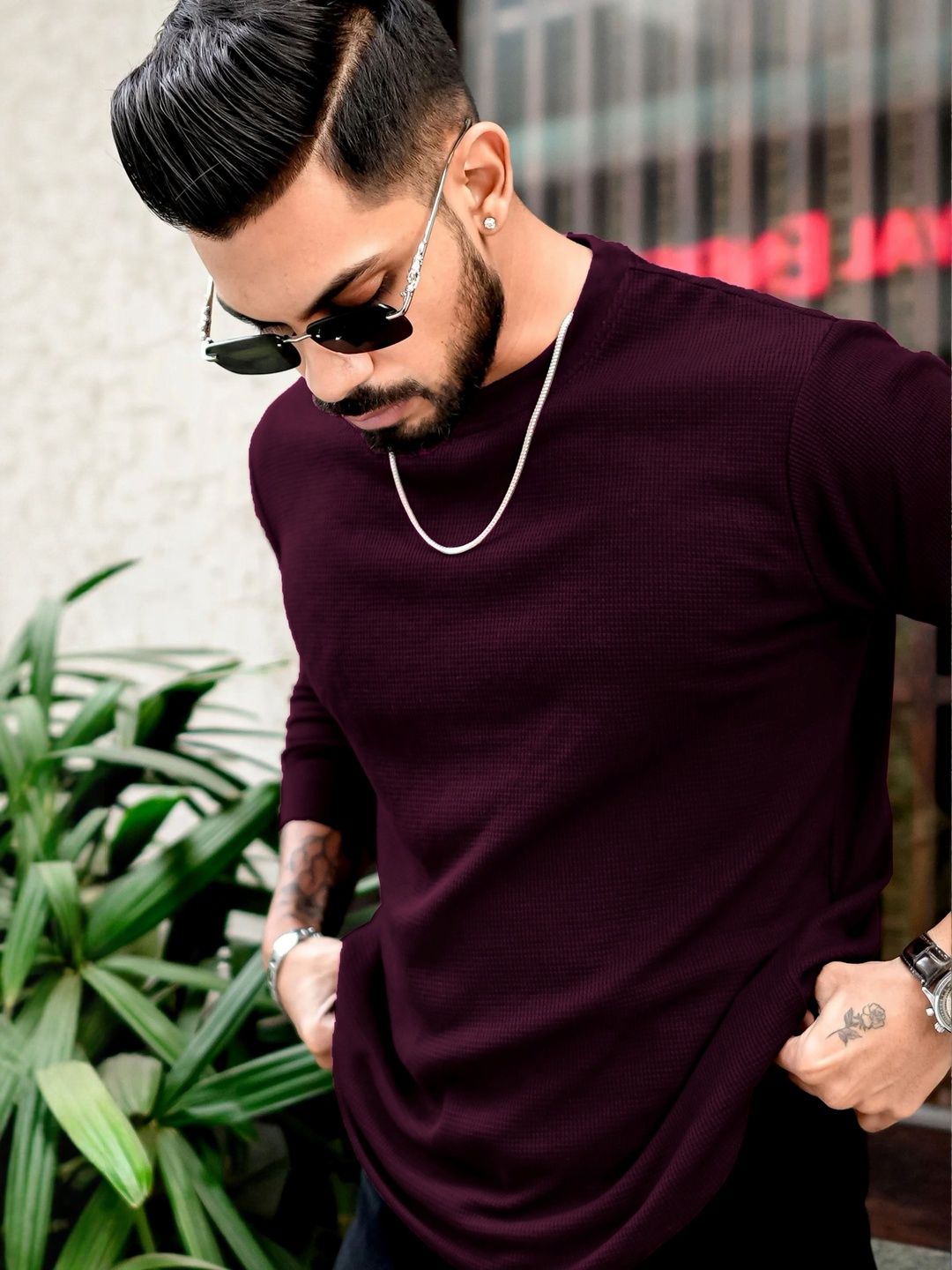 Moda Rapido Self Design Round Neck Cotton Regular Fit T-shirt