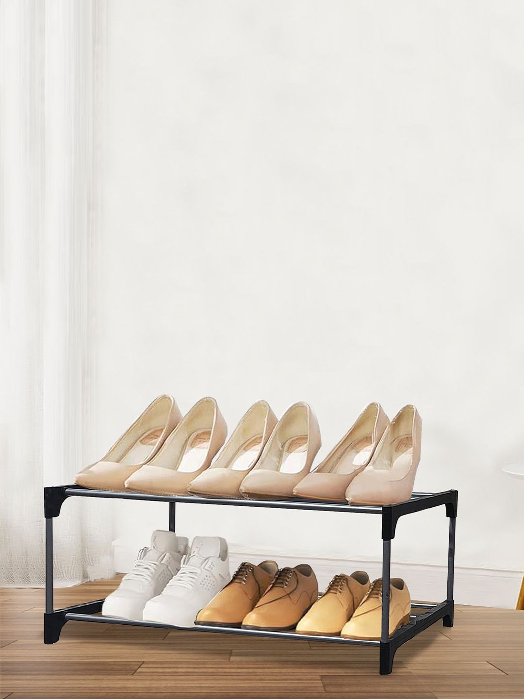 Rmerchants Black Stainless Steel 2-Tier Shoe Rack