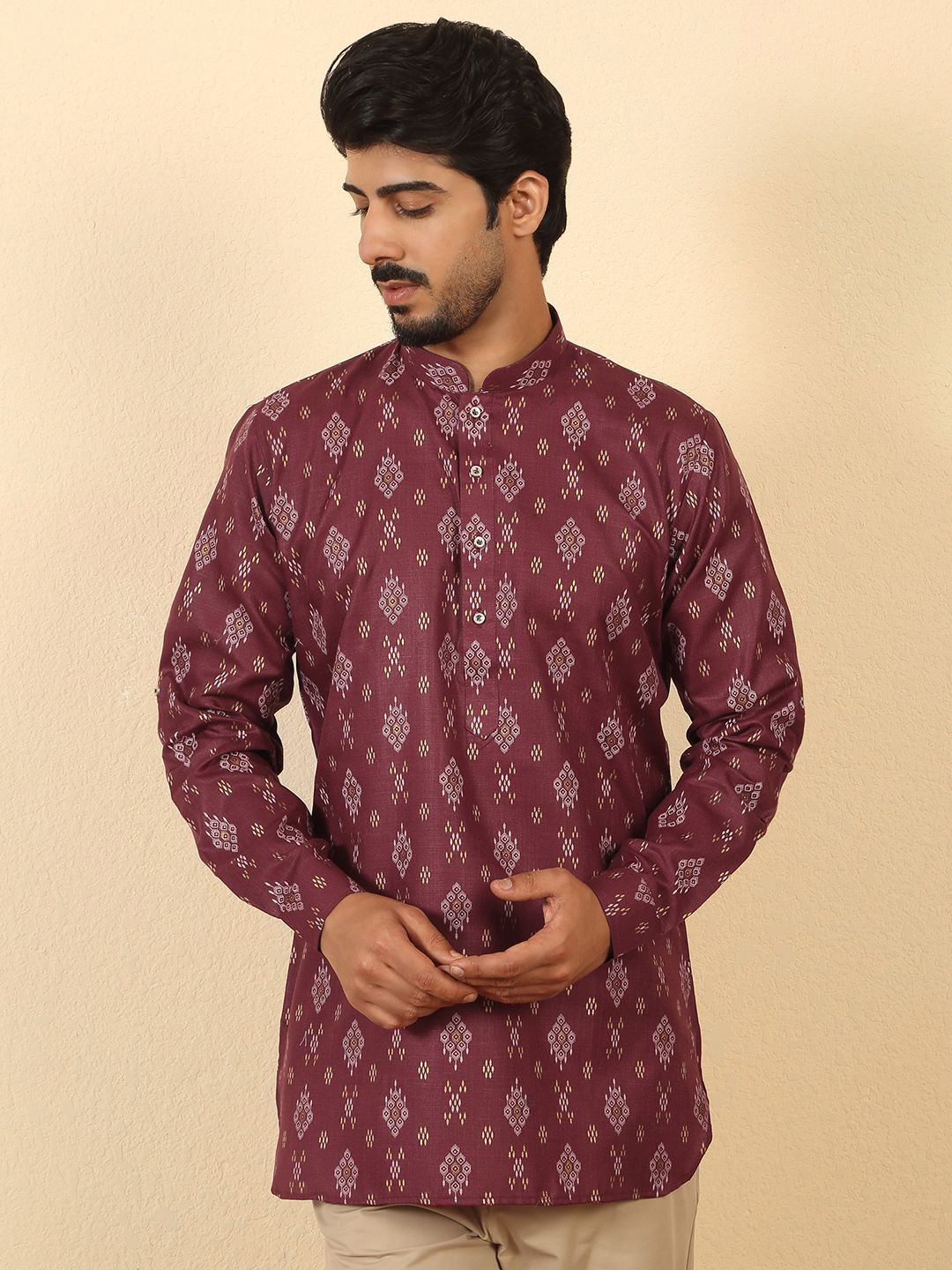 KRAFT INDIA Men Roll-up Sleeves Short Kurta