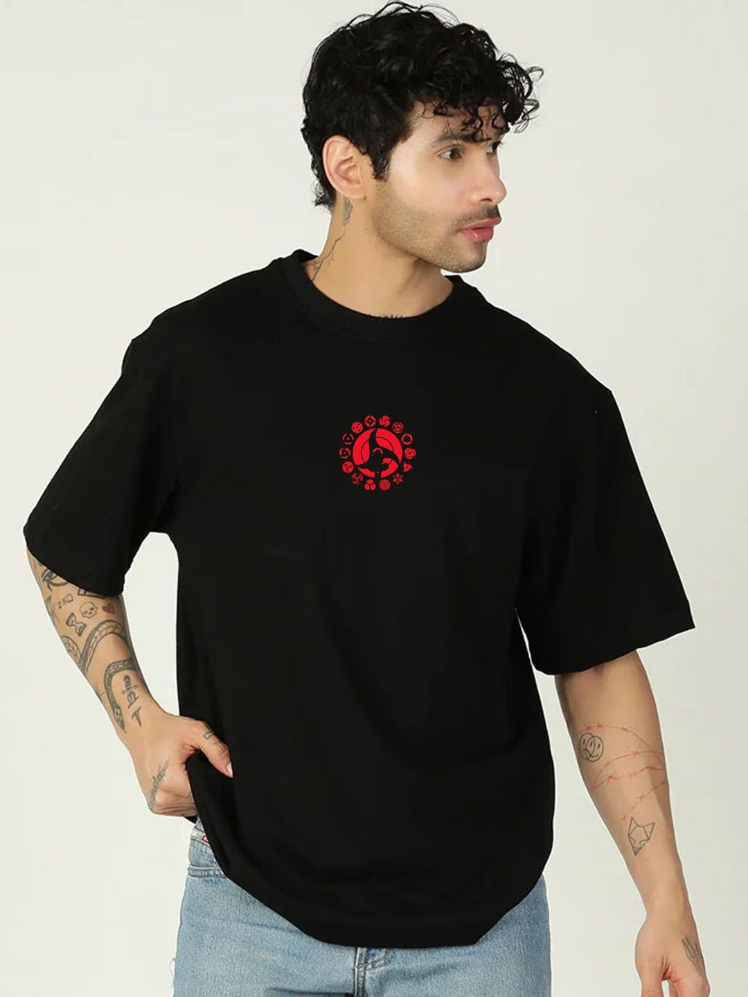 Moda Rapido Men Printed Drop-Shoulder Sleeves Oversized Pure Cotton Bio Finish T-shirt