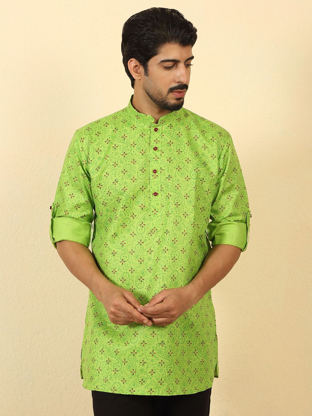 KRAFT INDIA Paisley Printed Mandarin Collar Straight Kurta