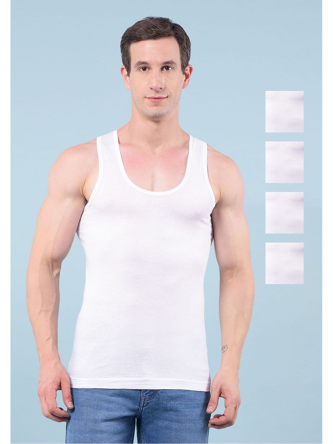 RKG Pack Of 5 Men Cotton Scoop Neck Basic Vests