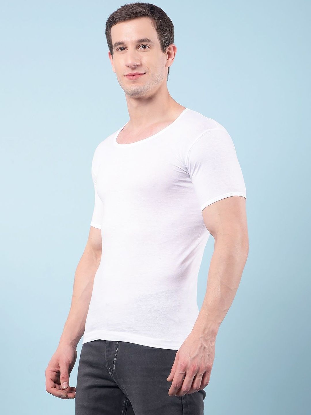 RKG Men Pack Of 10 Round Neck Short Sleeves Cotton Undershirt Vests
