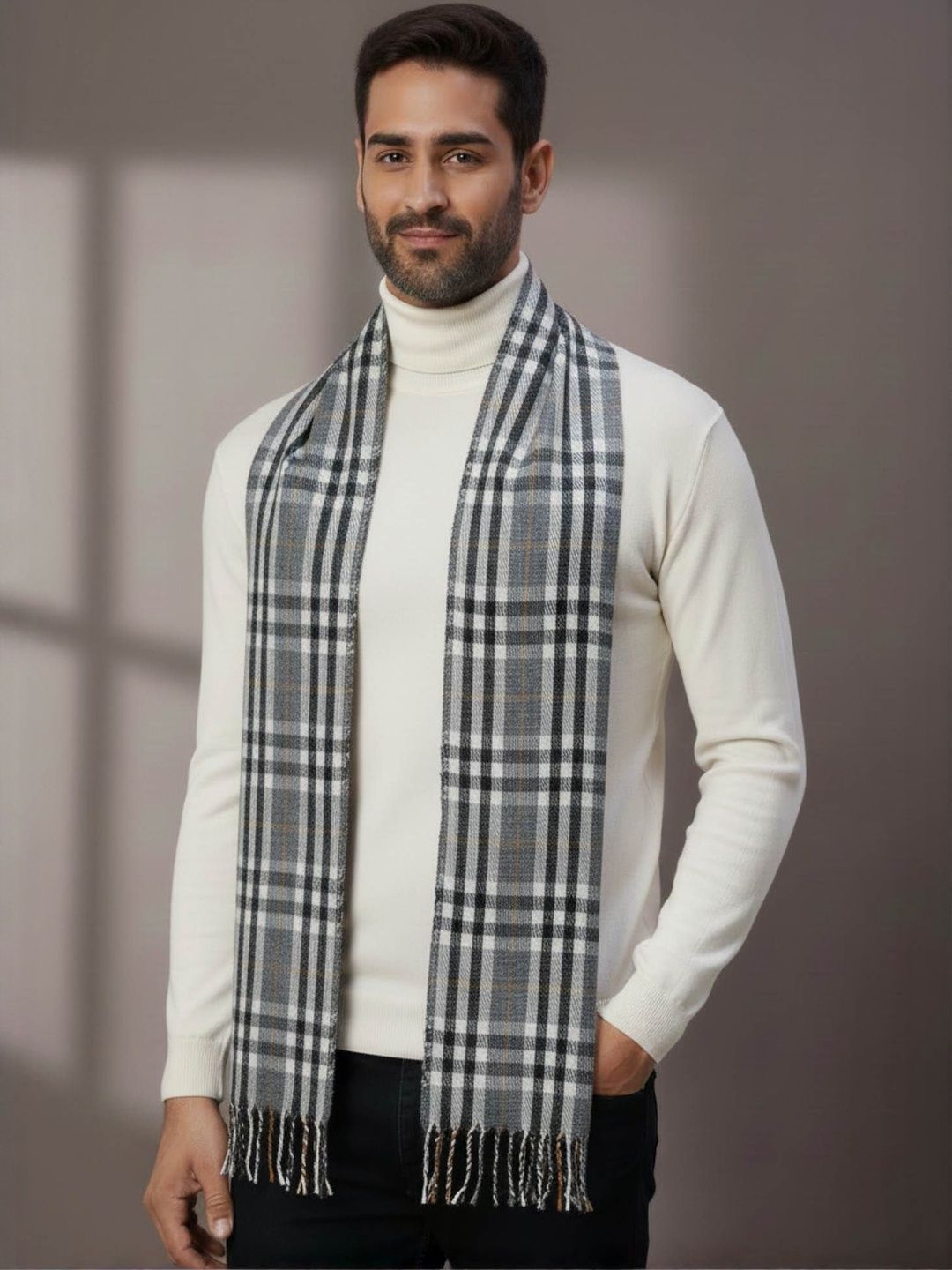 Zamour Men Classic Checkered Woollen Muffler