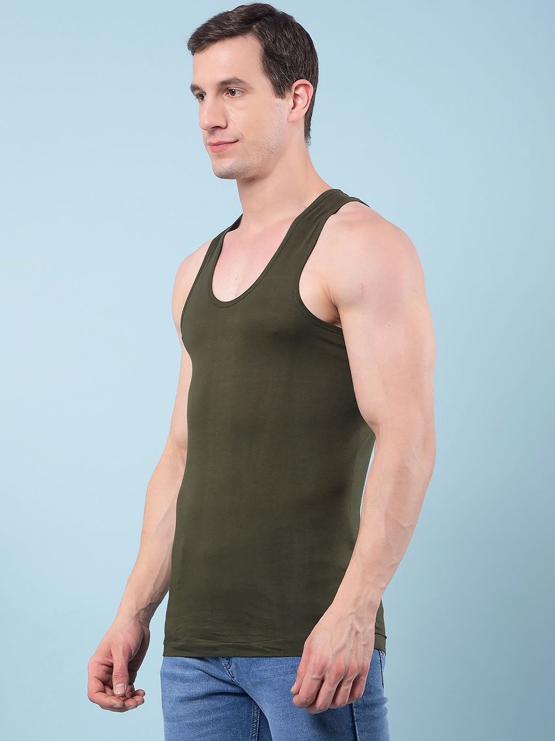 RKG Men Pack Of 10 Solid Assorted Cotton Scoop Neck Gym Vests