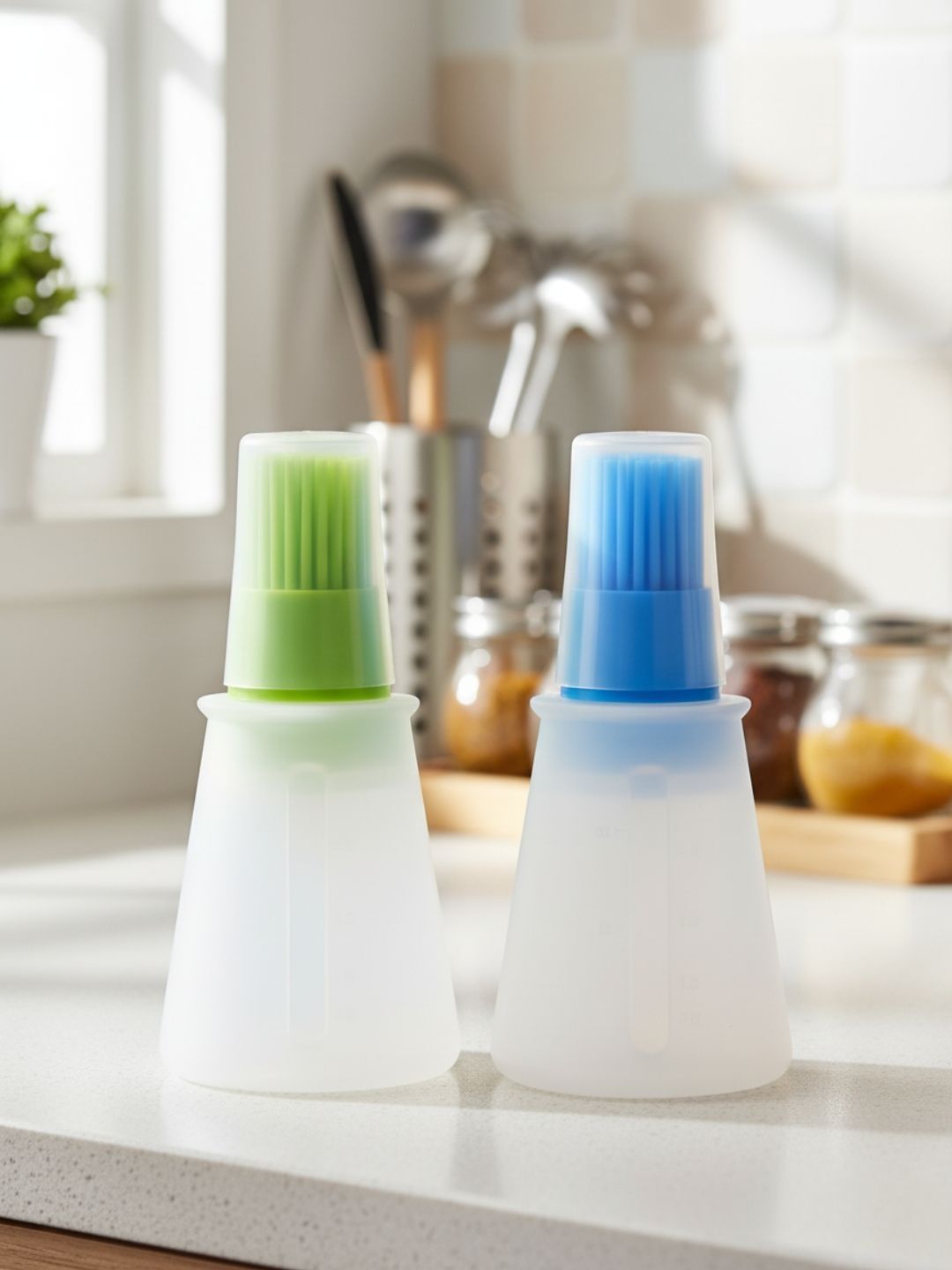 TASKHOUSE TASKHOUSE Green & Blue 2 Pieces Silicone Oil Bottle With Lid Soft Basting Brush