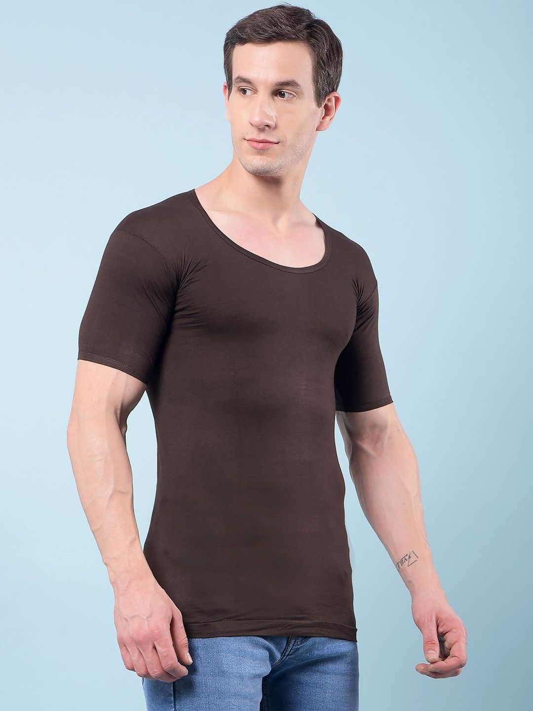 RKG Men Pack Of 10 Assorted Scoop Neck Short Sleeves Cotton Undershirt Vests