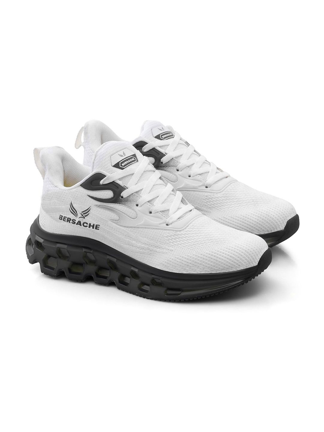 BERSACHE Men White Mesh Running Lace Ups With Phylon Sole Casual Shoes