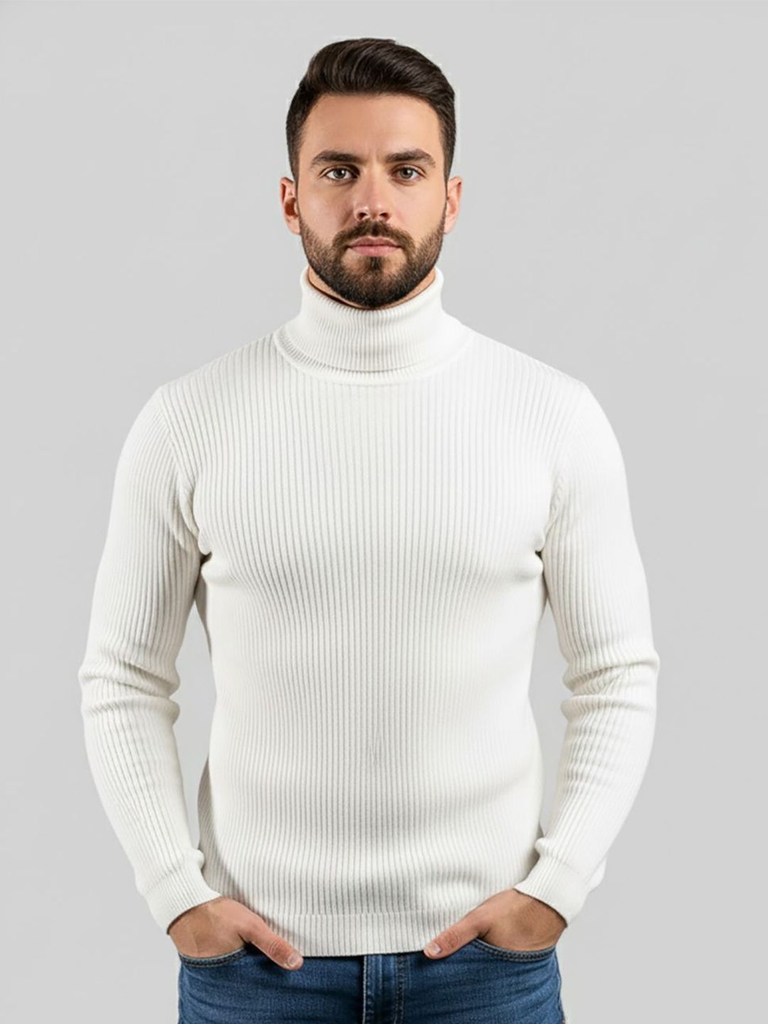 Buy GLITO X Men Ribbed Turtle Neck Woollen Pullover Sweater
