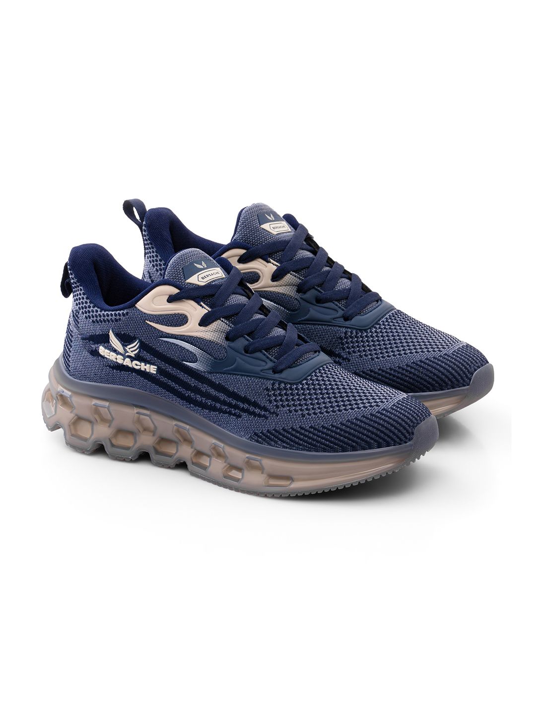 BERSACHE Men Blue Mesh Running Lace Ups With Phylon Sole Casual Shoes